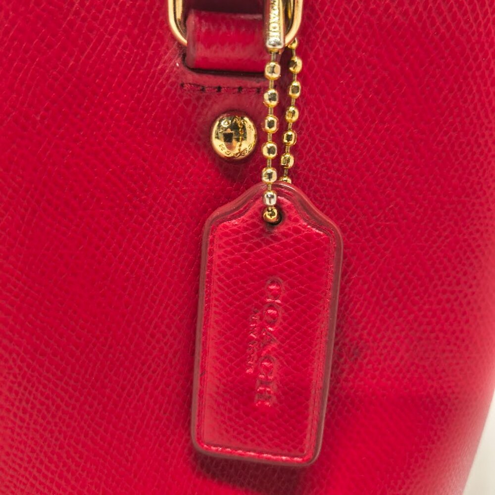 Coach Leather City Tote Bag Red City Zip Carry All Cross Grain Please Read - Picture 13 of 14